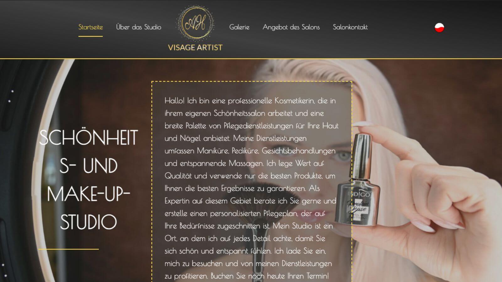 strona biznesowa visageartist.com