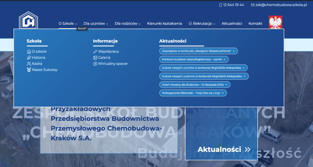 strona www dla szkoły chemobudowa, strony wordpress 2