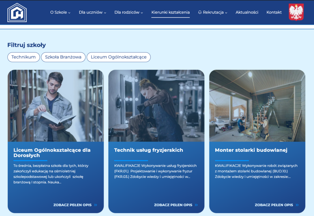 strona www dla szkoły chemobudowa, strony wordpress 3